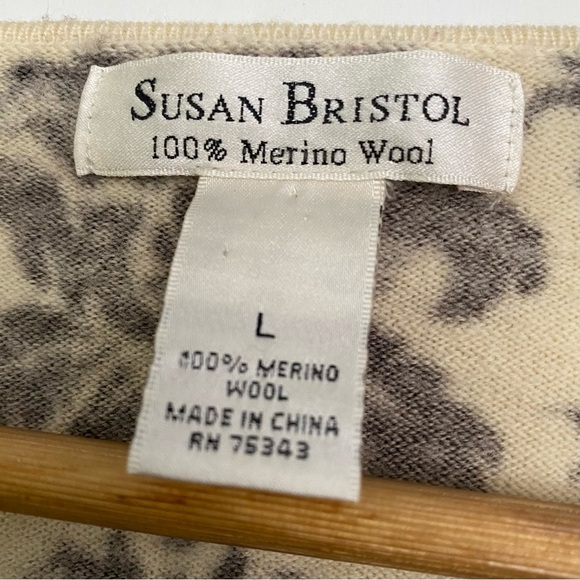 Susan Bristol Women's Floral Cropped Cardigal 100% Wool Size L - Picture 6 of 7